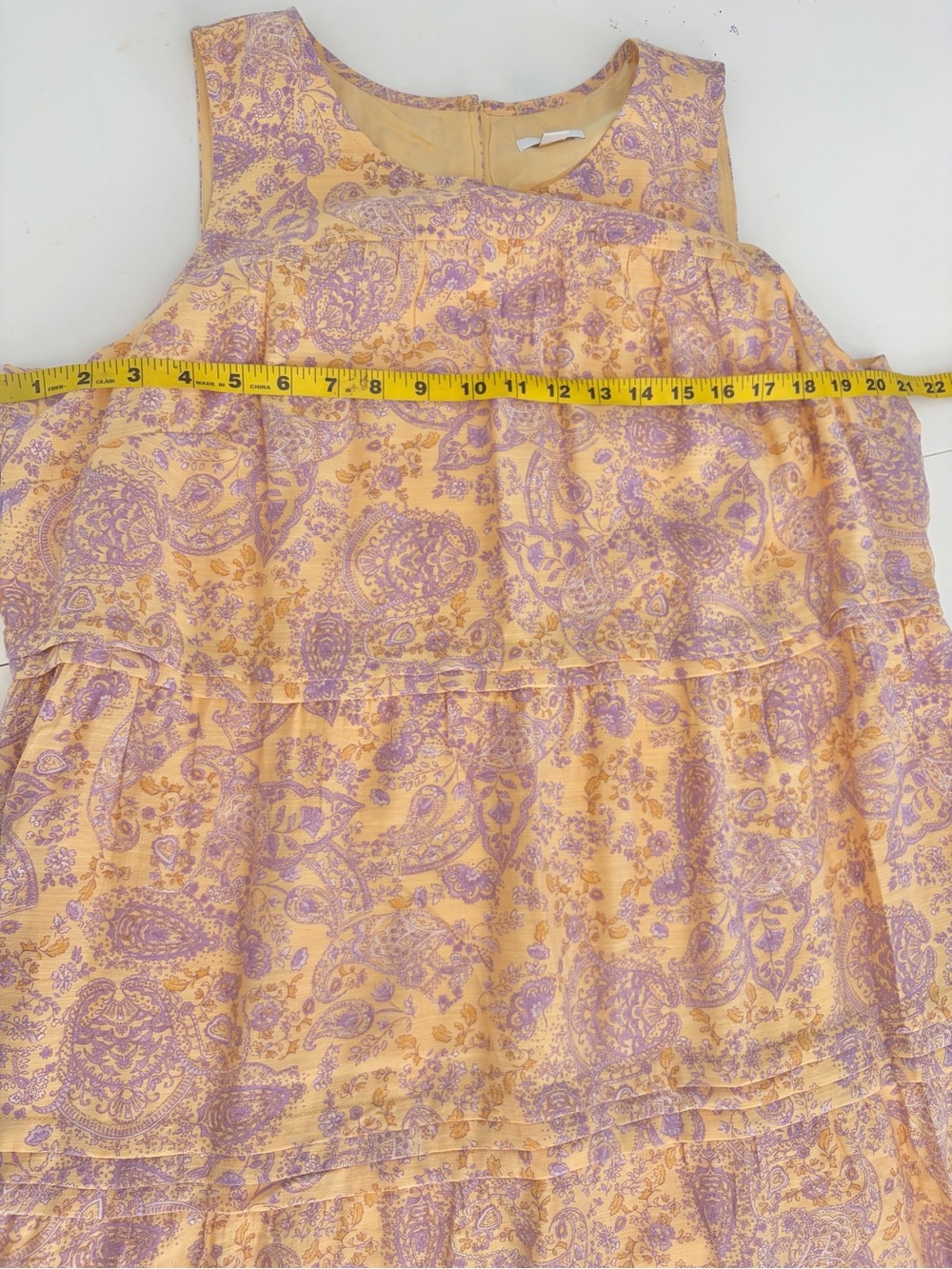 J.Jill Yellow Purple Paisley Pleated Tiered Sleeveless Maxi Dress Size Large - Picture 14 of 14